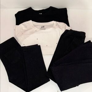 H&M Black & White Dot 2T Long Sleeve and Leggings Set